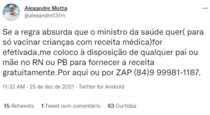 Médico do rn se oferece para dar receita de graça para crianças caso governo determine exigência para vacina | notícias do rio grande do norte Médico do RN se oferece para dar receita de graça para crianças caso goveRio Grande do Norteo determine exigência para vacina - Agora RN
