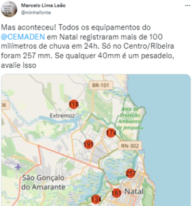 Natal registra chuvas de mais de 200 mm durante madrugada: "Nunca vi tanta água" - Agora RN