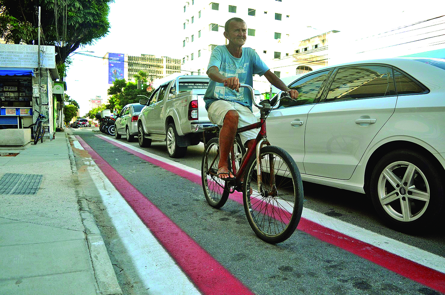 Até o final de 2024, ciclistas terão à disposição mais de 115 quilômetros de áreas adequadas para pedalar em Natal - Foto: Joana Lima / Prefeitura do Natal