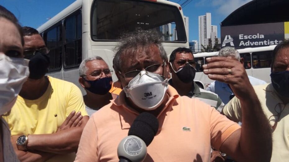 Júnior Rodoviário, presidente do Sintro, durante paralisação dos motoristas em 2022 / Foto: José Aldenir - Agora RN