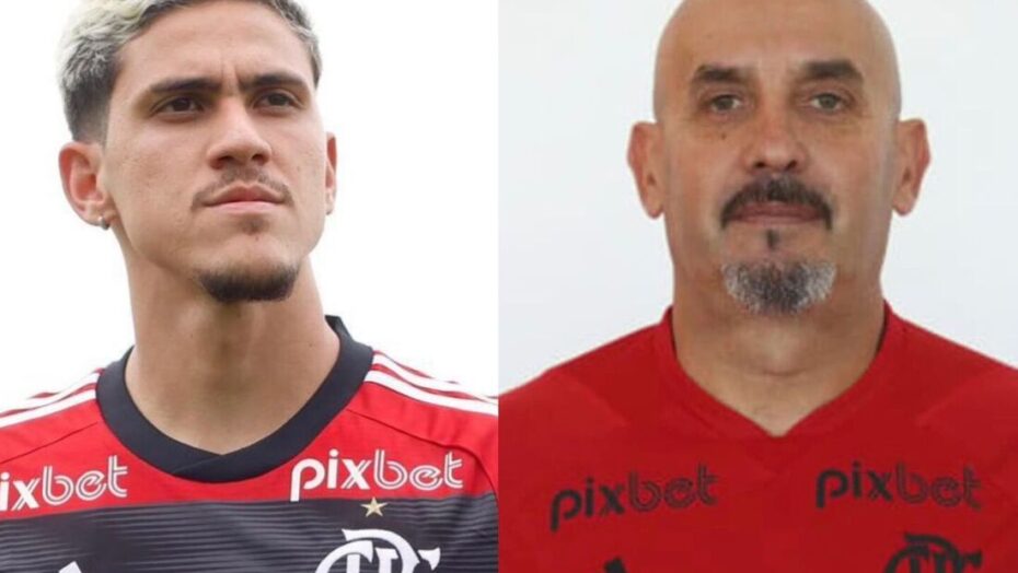Preparador físico e atacante Pedro, do Flamengo / Foto: montagem