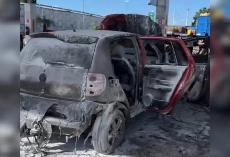 Explosão aconteceu durante abastecimento do carro com gasolina | Foto: Reprodução/redes sociais