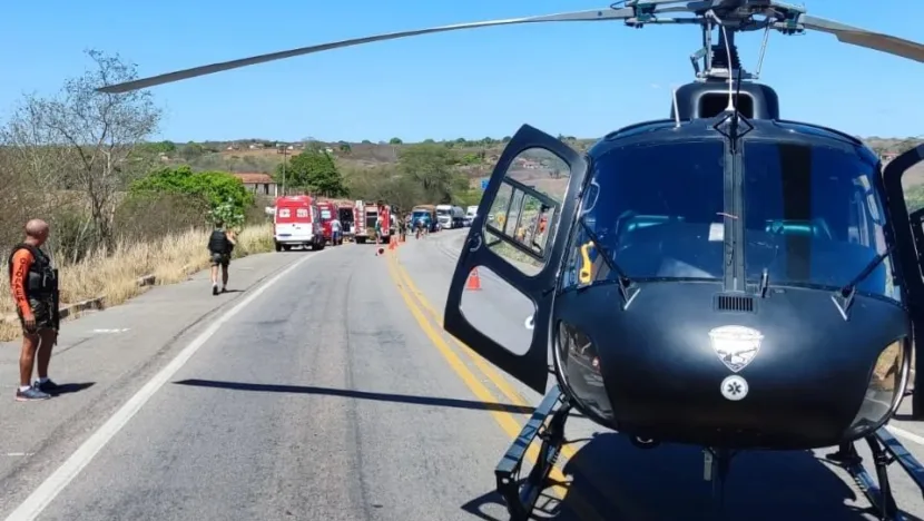 Helicóptero socorre homem após acidente no rn com 5 vítimas | notícias do rio grande do norte Sesed divulga que helicópteros do GoveRio Grande do Norteo estavam em manutenção durante queda da ponte - Foto: Reprodução