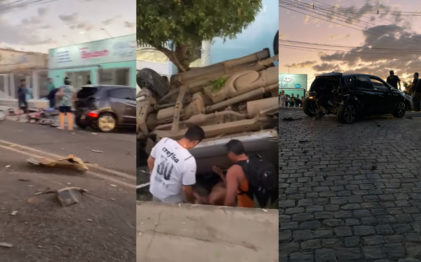 Veículos colidiram entre si e deixaram resíduos na pista. Foto: Reprodução