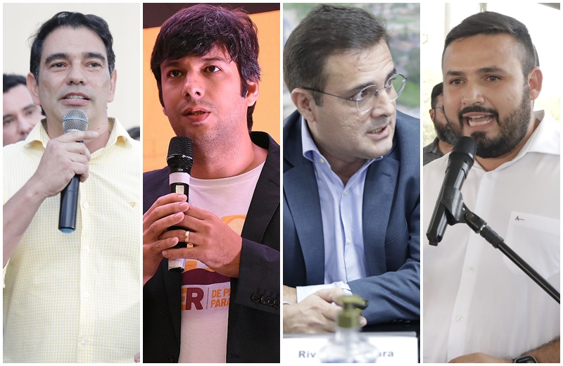 Da esq. para a dir., prefeitos Gustavo Soares (Assú), Odon Júnior (Currais Novos), Rivelino Câmara (Patu) e Dr. Tadeu (Caicó) - Foto: Carmem Felix / Sandro Menezes / Mazilton Galvão
