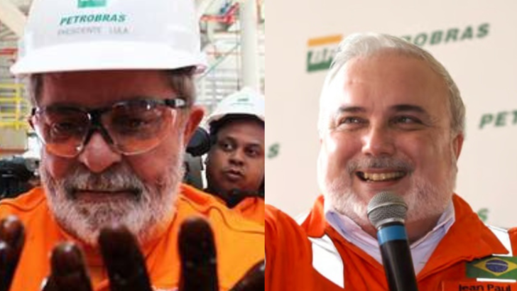 Lula e Jean Paul Prates com fardas da Petrobras. Foto: Reprodução.