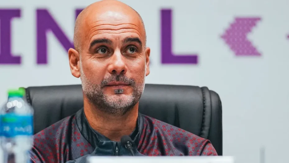 Guardiola na última coletiva de imprensa antes de Manchester City x Fluminense / Foto: Reprodução/Twitter Manchester City