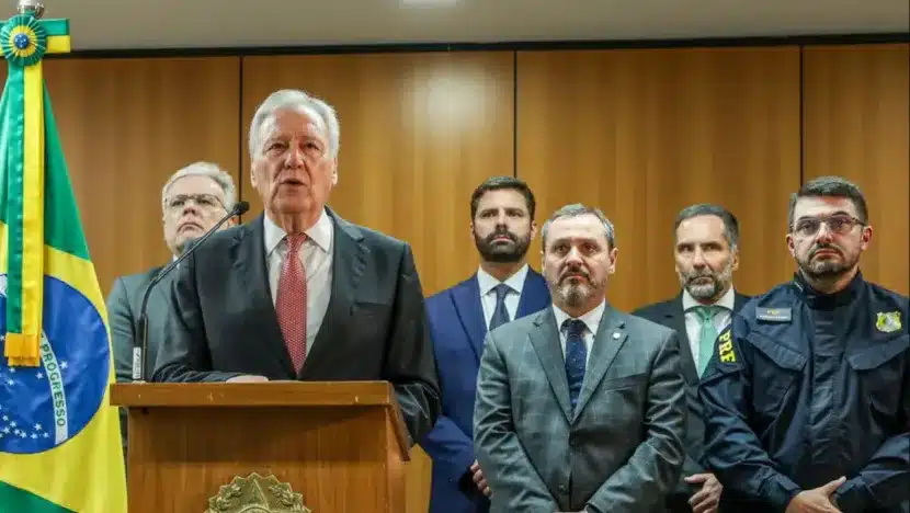 Pronunciamento do ministro da Justiça e Segurança Pública Ricardo Lewandowski sobre os fugitivos de Mossoró, nessa quinta-feira 4Foto: Valter Campanato/Agência Brasil