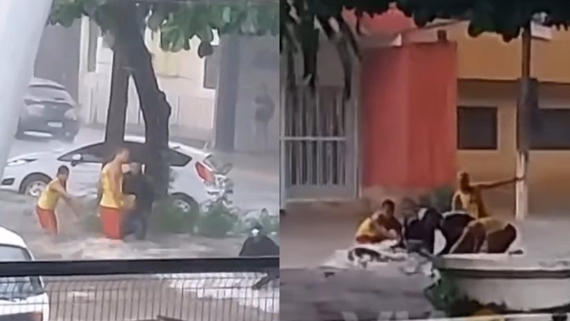 motociclita arrastado para bueiro