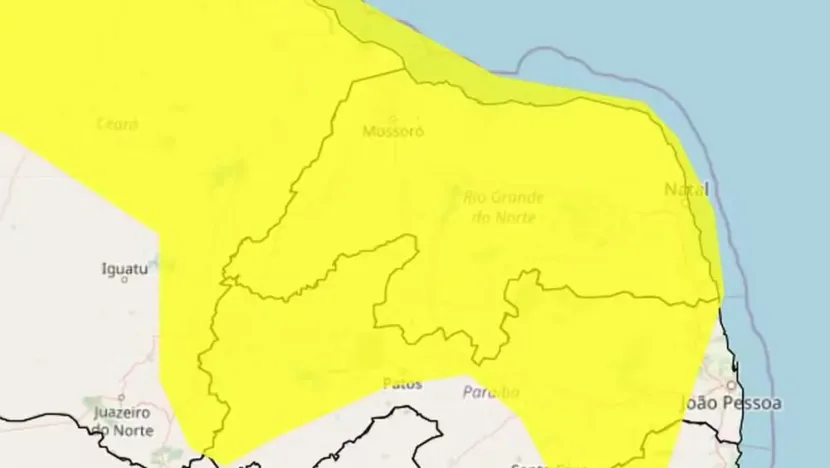 Inmet emite novo alerta de chuvas intensas para todo o Rio Grande do Norte