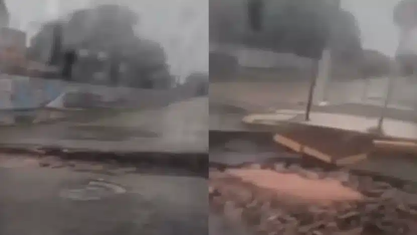 VÍDEO: Chuvas provocam abertura de cratera em rua marginal da Roberto Freire, em Ponta Negra