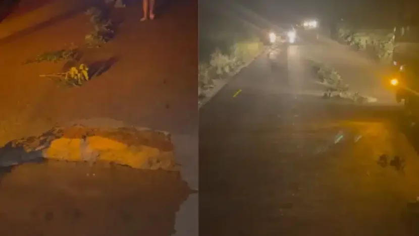 Cratera se abre em trecho da RN-117 e via é interditada em Rodolfo FeRio Grande do Norteandes