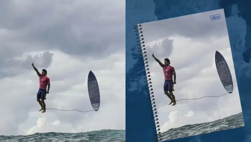 Famosa foto de gabriel medina nas olimpíadas de paris vira capa de caderno | notícias do rio grande do norte WhatsApp Image 2024 08 07 at 09.56.32