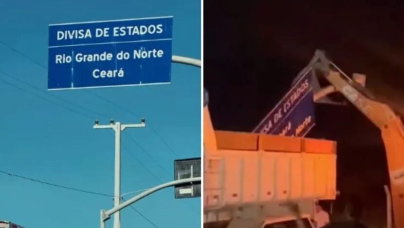 Município do Ceará instala placas em Tibau, no RN, e gera conflito de território - Foto: Reprodução/Redes sociais