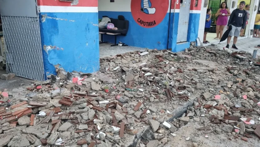 Marquise desaba em Natal Foto Thalles Ikaro TV Ponta Negra