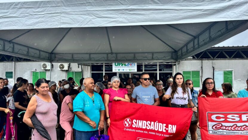 Servidores fazem ato em frente à UPA de Nova Esperança, a única de PaRio Grande do Norteamirim - Foto: Sindsaúde / Reprodução