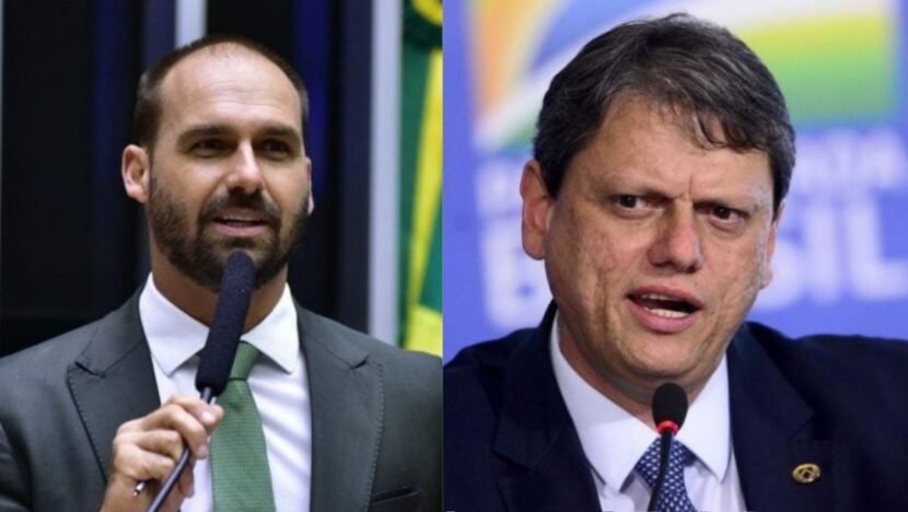 Eduardo Bolsonaro critica ação de Tarcísio contra tarifa de Trump: "Subserviência servil às elites" - Fotos: Marcelo Camargo/Agência Brasil e Zeca Ribeiro/Câmara dos Deputados