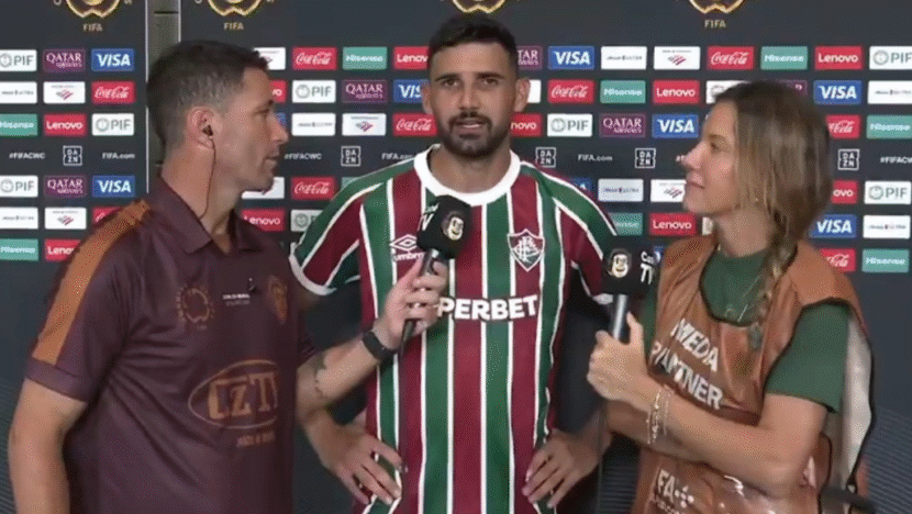 Zagueiro do Fluminense manda abraço para Currais Novos, no RN, após vitória de clube sobre Inter de Milão - Foto: Reprodução