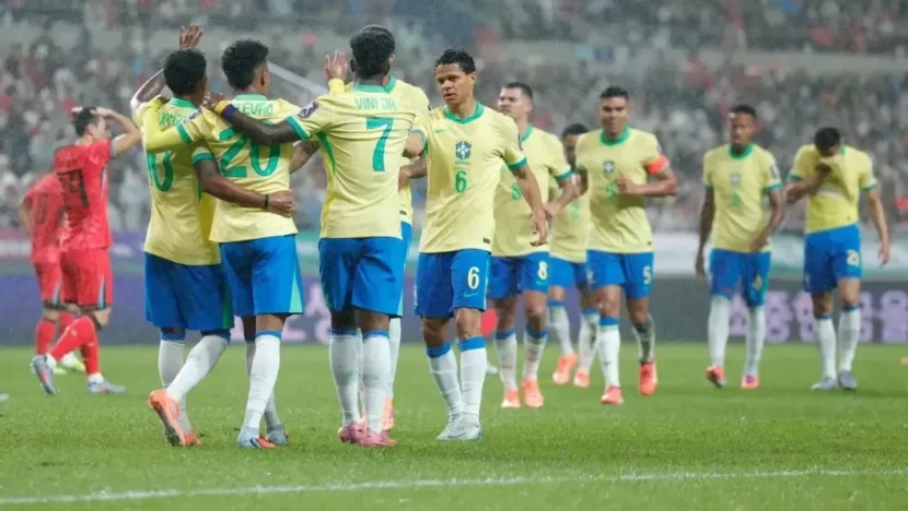 Selecao Brasileira no termino do jogo