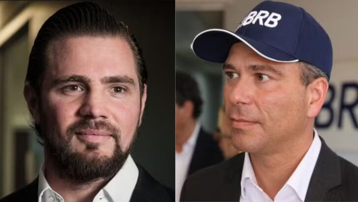 Daniel Vorcaro, à esquerda, e Paulo Henrique Costa, de boné do BRB, em montagem lado a lado