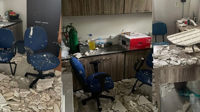 Teto de prédio da Ufersa desaba após chuvas em Mossoró - Foto: Reprodução/Blog Ismael Sousa