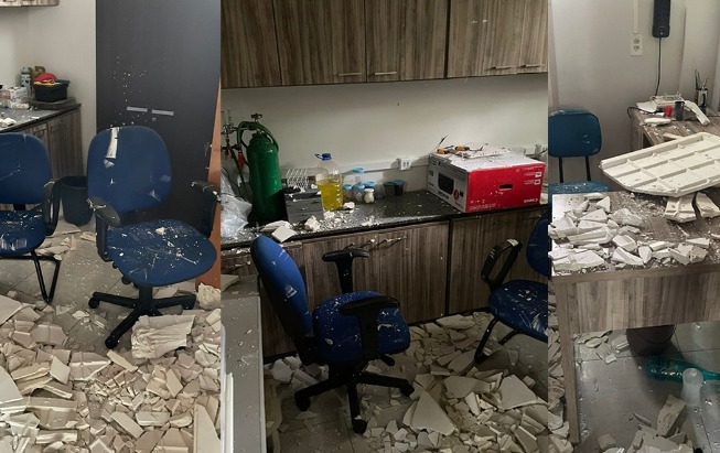 Teto de prédio da Ufersa desaba após chuvas em Mossoró - Foto: Reprodução/Blog Ismael Sousa