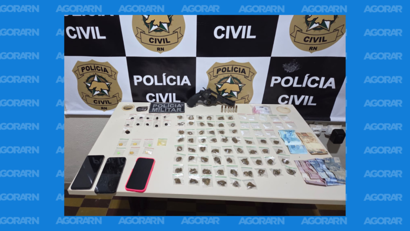 Duas pessoas são presas e um adolescente é apreendido suspeitos por tráfico de drogas na praia de Pipa - Foto: Reprodução/Polícia Civil