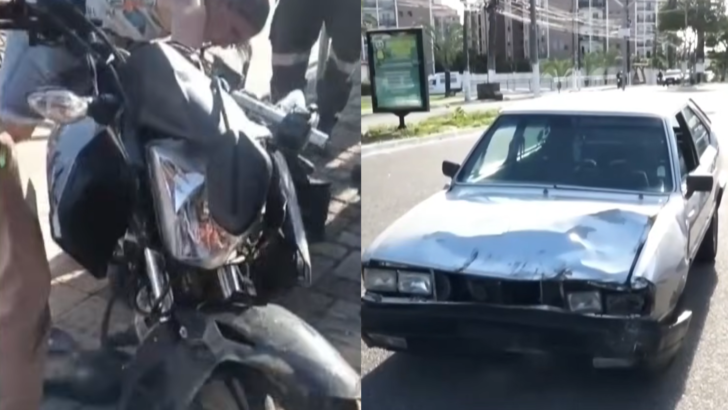 Acidente envolve carro, moto e bicicleta na Cidade da Esperança, em Natal