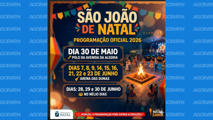 São João 2026 em Natal terá quase um mês de festa - Foto: Reprodução