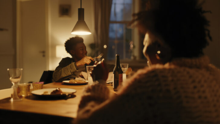 parent child spending time together with cinematic style view