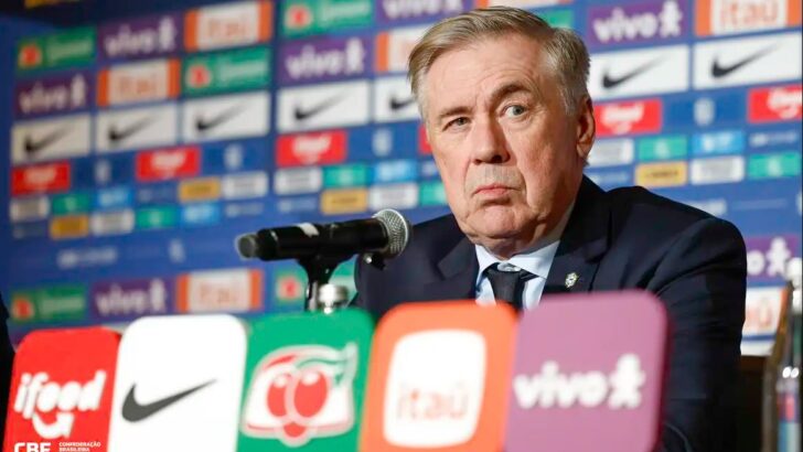 O técnico Carlo Ancelotti anuncia a lista de convocados para a competição. Foto: Rafael Ribeiro/ CBF