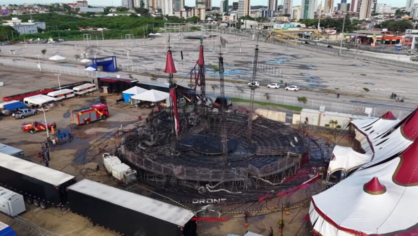 Estrutura estava montada ao lado da Arena das Dunas, na Zona Sul de Natal. Foto: Drone Potiguar