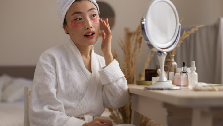 korean woman doing skincare