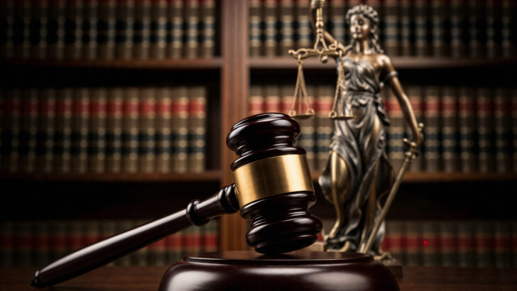 law justice gavel statue books