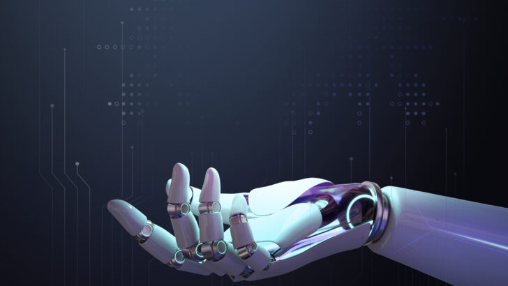 3d robot hand background ai technology side view