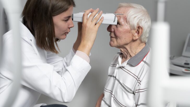 man having eye sight check