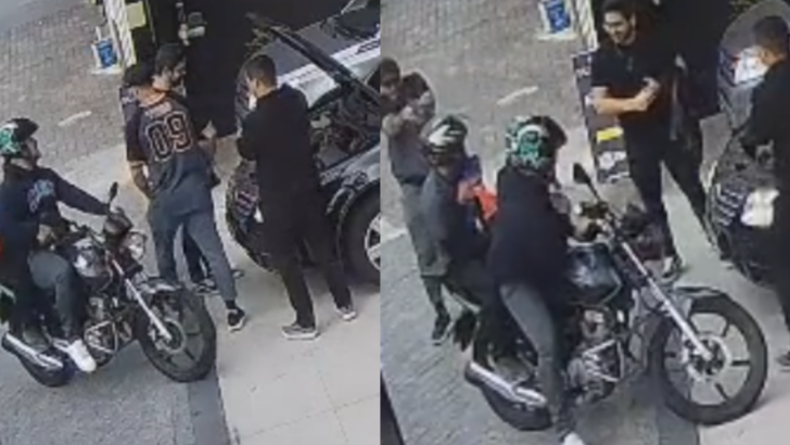 MaisNovela A dupla chegou ao local de motocicleta e anunciou o assalto de brincadeira