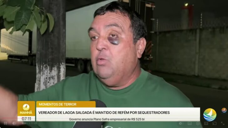 Vereador de Lagoa Salgada, Novinho Queiroz, foi vítima de um assalto seguido de sequestro na manhã de terça-feira 30. Foto: Reprodução