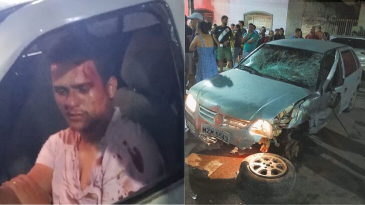 Veículo envolvido no atropelamento que deixou um adolescente ferido após invadir uma praça no centro de São José de Mipibu. O motorista foi preso em flagrante por suspeita de dirigir sob efeito de álcool.