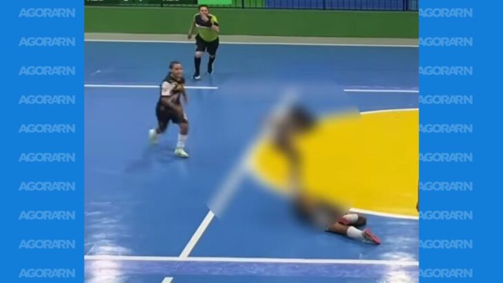 Confusão registrada durante partida entre RDJ Sport e RSN (As Resenhas), em Eusébio (CE), quando uma atleta agrediu duas adversárias com chutes e socos
