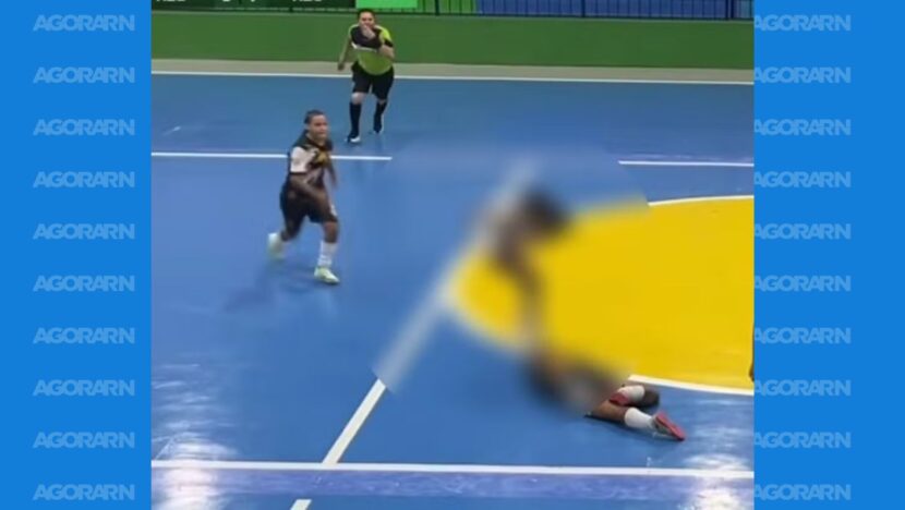 Confusão registrada durante partida entre RDJ Sport e RSN (As Resenhas), em Eusébio (CE), quando uma atleta agrediu duas adversárias com chutes e socos