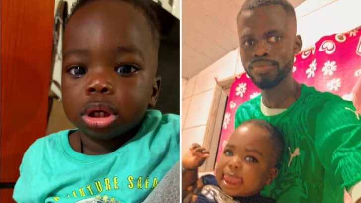Abdoulaye Dieng de 1 ano e 4 meses e o pai dele. A família é natural do Senegal. — Foto: Reprodução