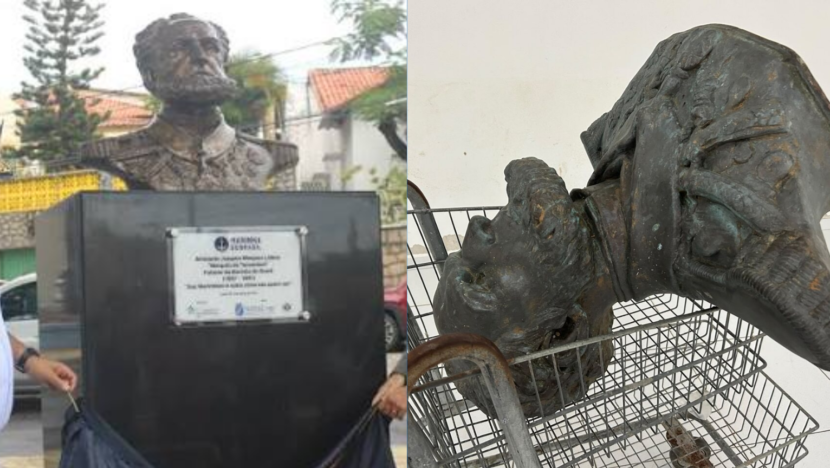 Criminosos tentam furtar busto do almirante tamandaré em praça no alecrim | notícias do rio grande do norte busto