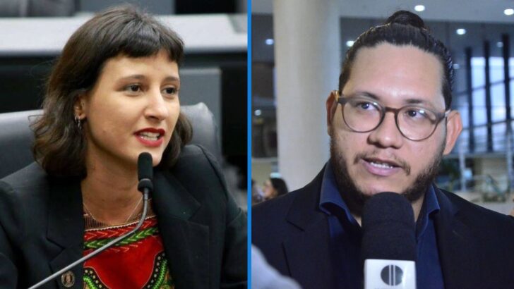Vereadora Brisa Bracchi (PT) e o vereador Matheus Faustino (União). Foto: Elpídio Júnior/ José Aldenir