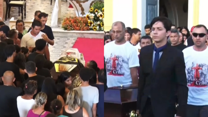 Familiares, amigos e integrantes da comunidade acompanham o velório do adolescente Lucas Moisés, de 16 anos, em São José de Mipibu, após o atropelamento fatal