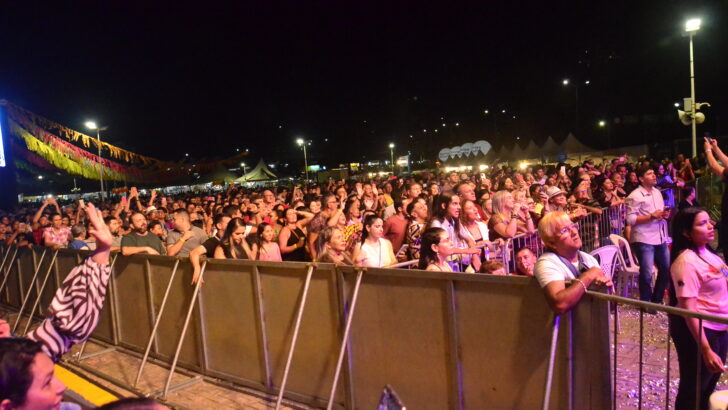 Público acompanha apresentação musical durante festa de São João em Natal