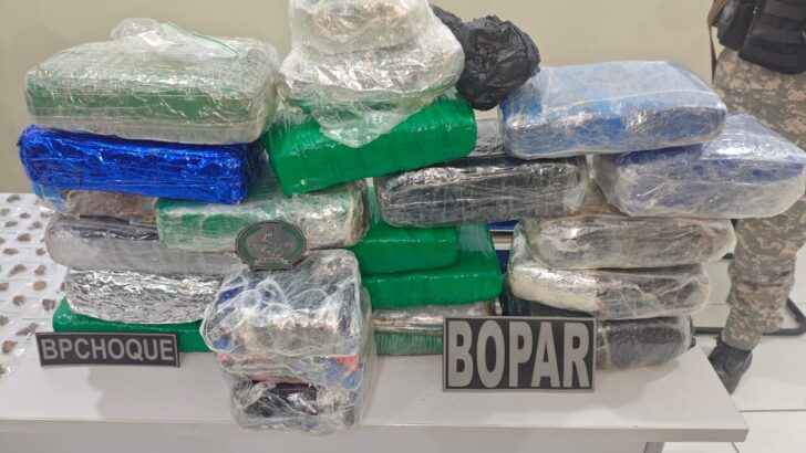 Tabletes e porções de drogas apreendidos durante ação policial em Parnamirim