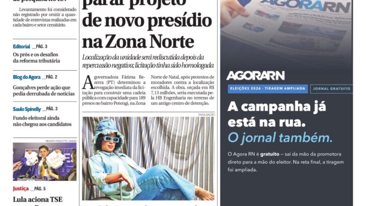 Capa do jornal Agora RN, edição 2.401, de 27 de agosto de 2026