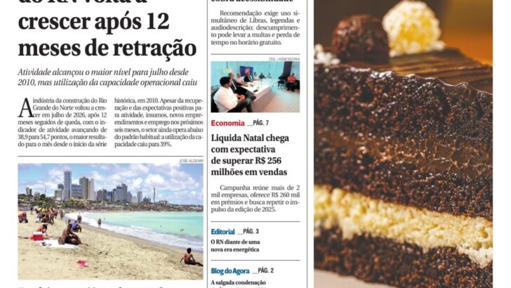 Capa do jornal Agora RN, edição 2.402, de 28 de agosto de 2026