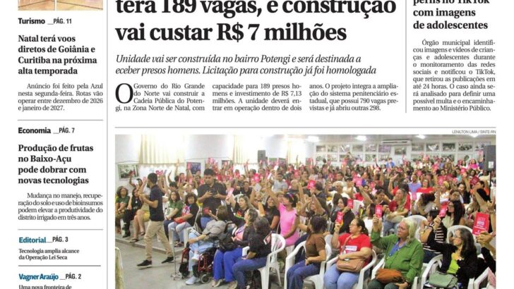 Capa da edição 2.399 do jornal Agora RN